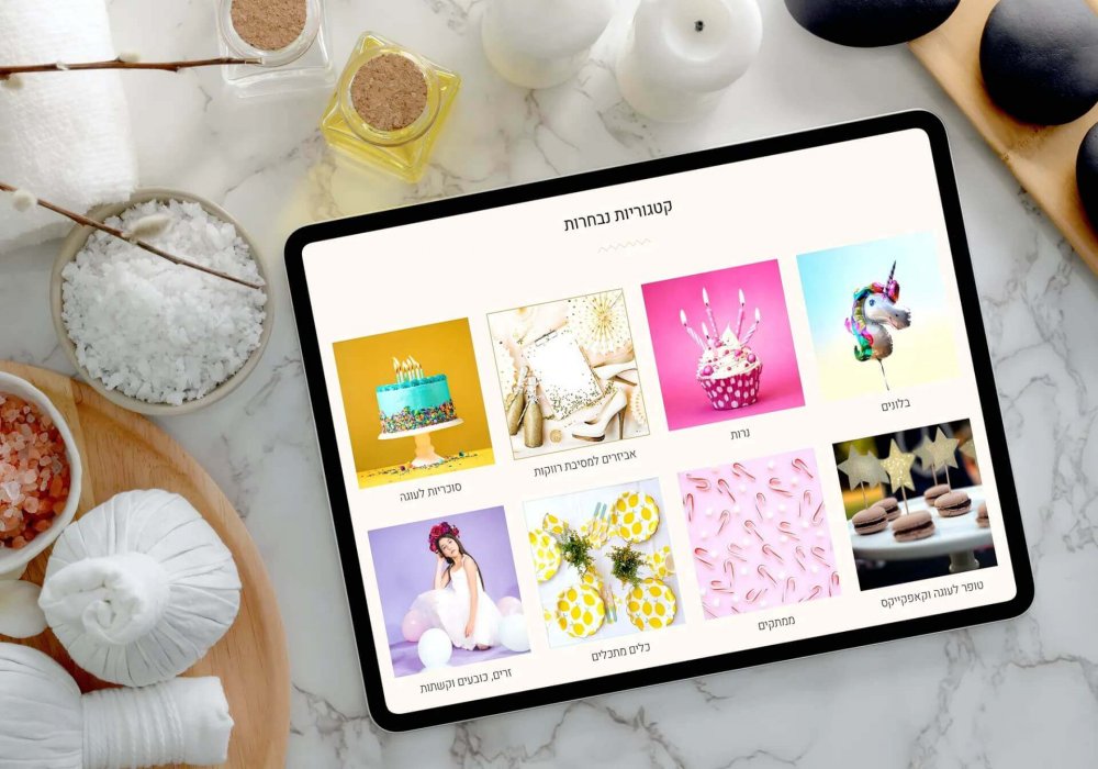 בניית אתר מכירות מסיבתא קטגוריות נבחרות